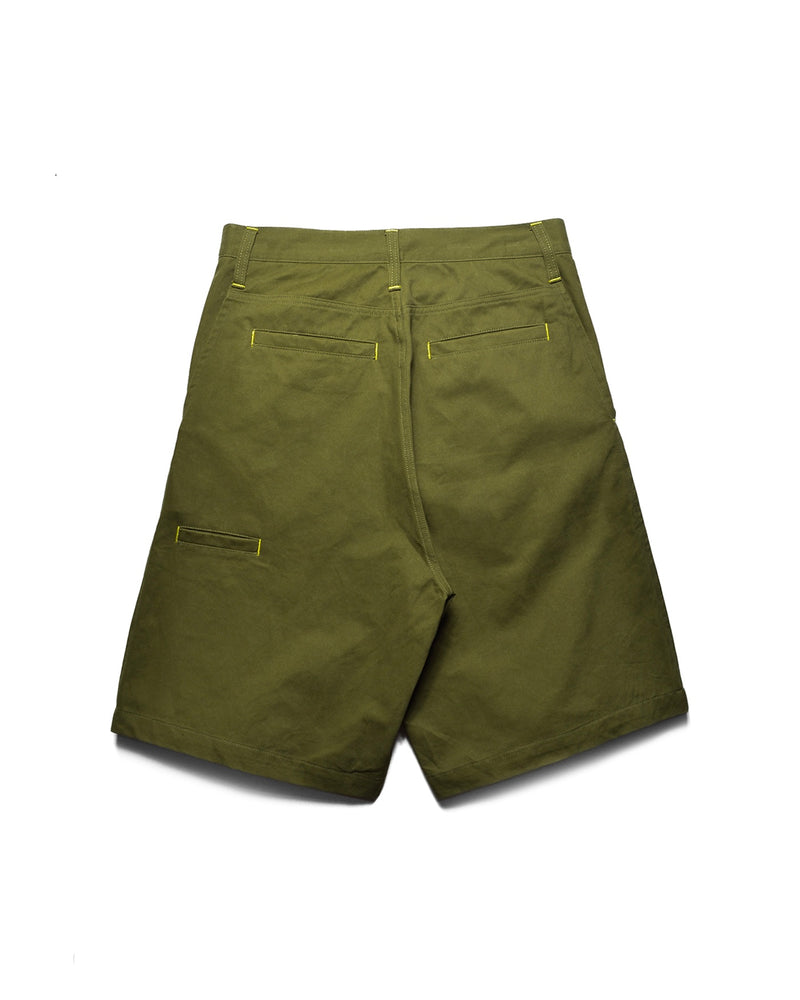 Military Green Cotton Tack Shorts