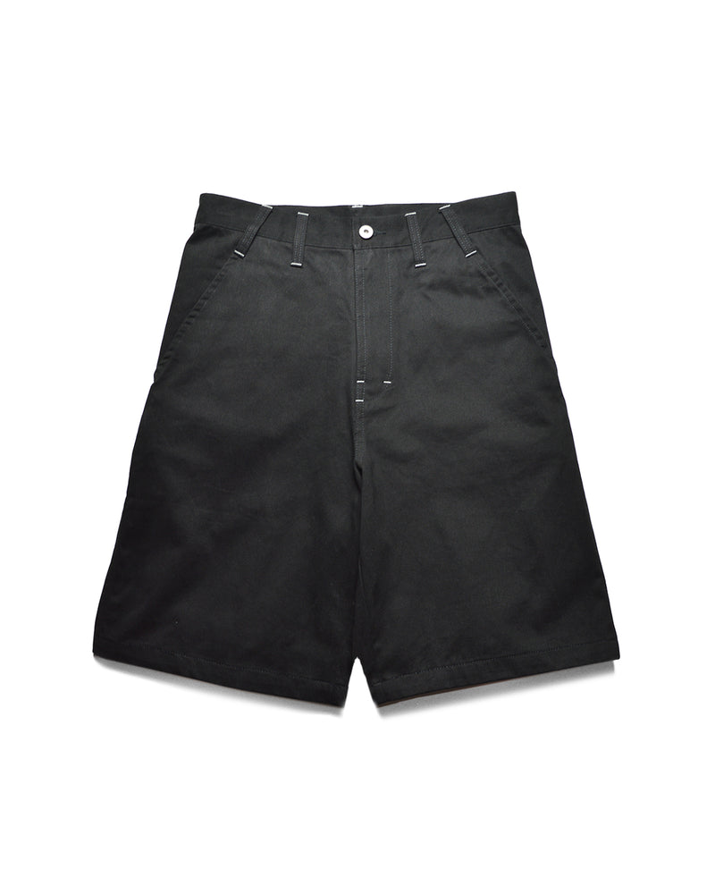 Obsidian Black Cotton Tack Shorts