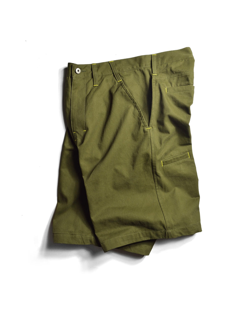 Military Green Cotton Tack Shorts