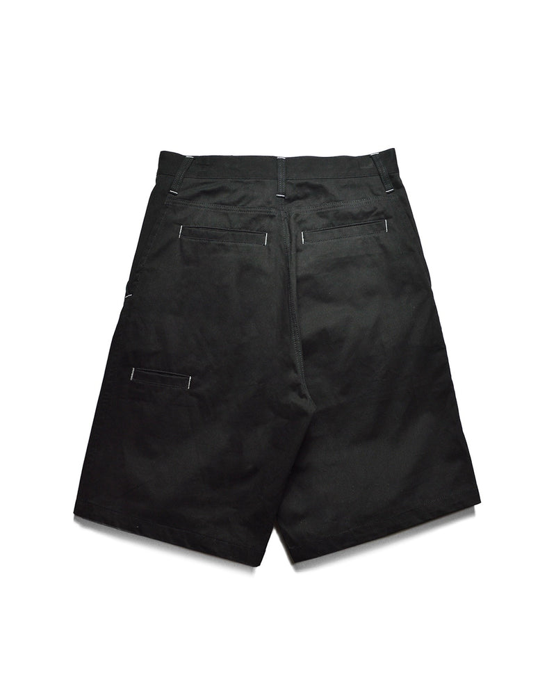 Obsidian Black Cotton Tack Shorts